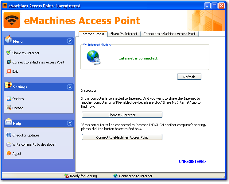 Main window of eMachines Access Point