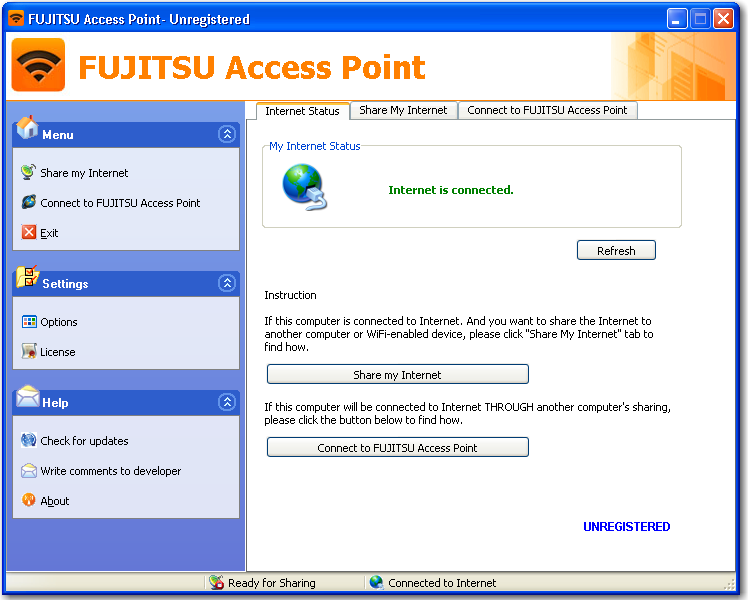 Main window of FUJITSU Access Point