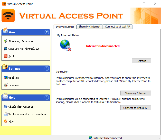 Main window of Virtual Access Point